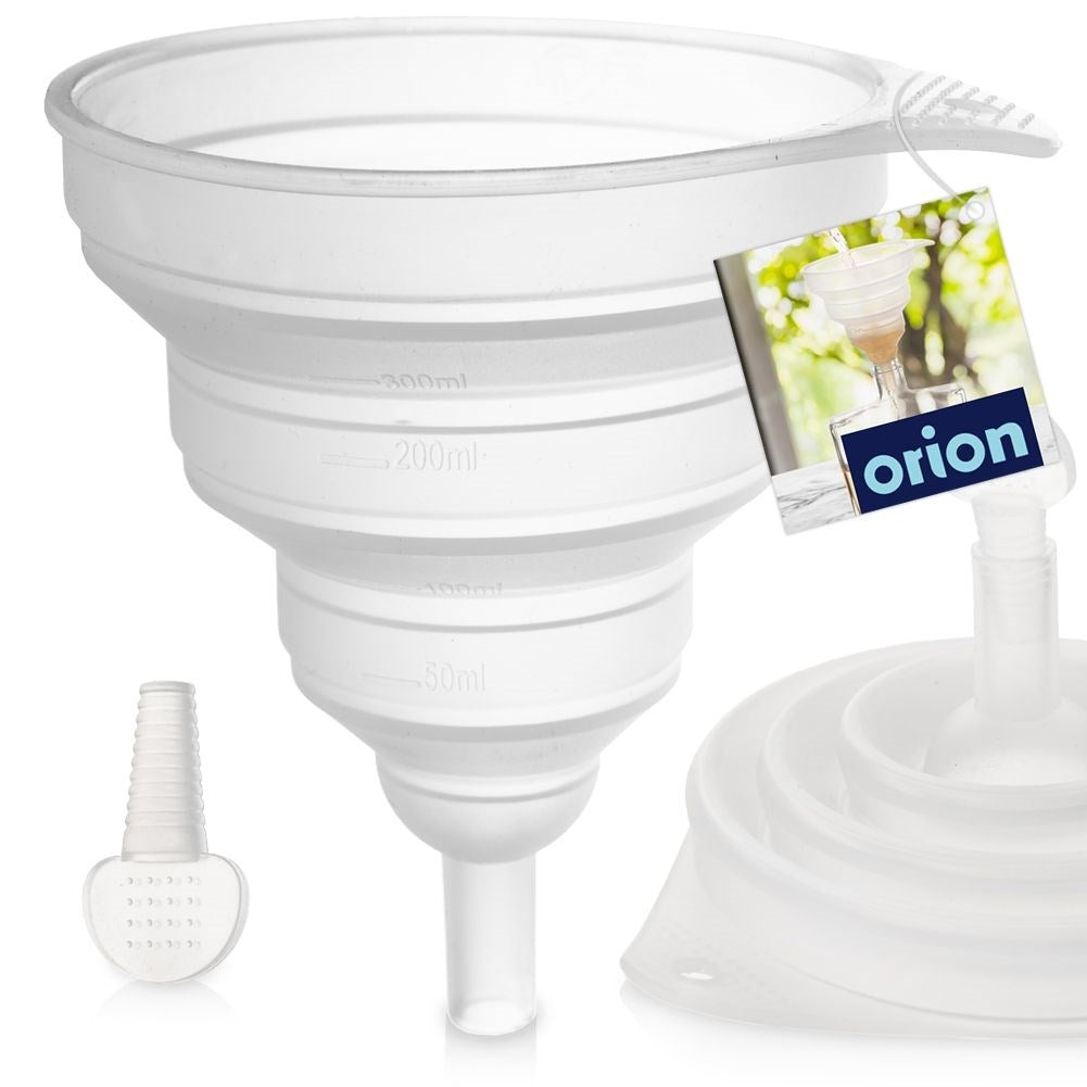 Universal collapsible silicone funnel with measuring function for the kitchen