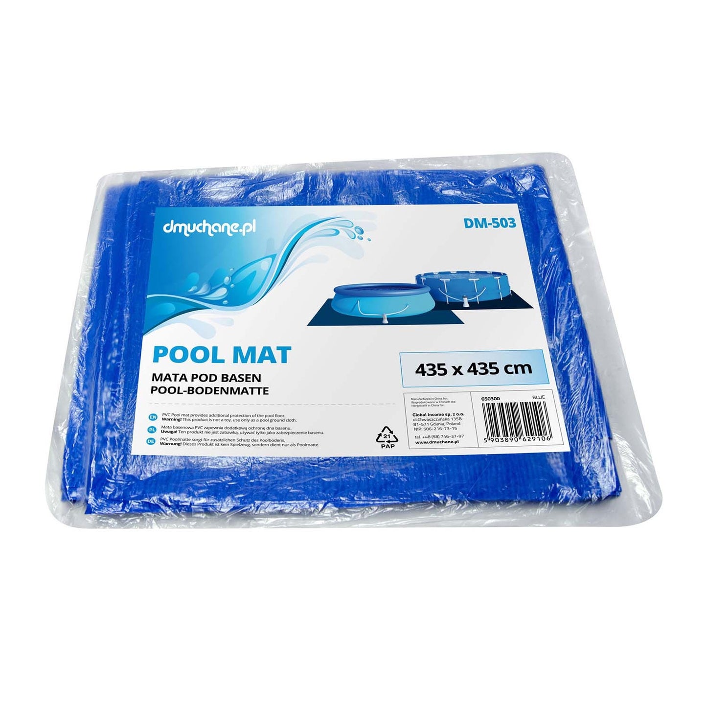 Universal foil tarpaulin mat for a garden swimming pool 435 x 435 cm DM-503