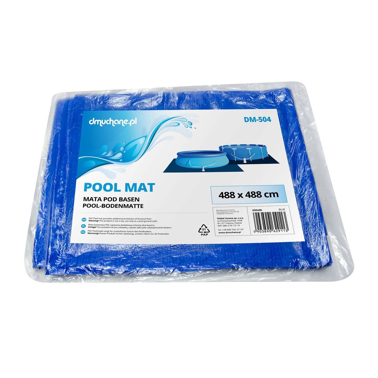 Universal foil tarpaulin mat for a garden swimming pool 488 x 488 cm DM-504
