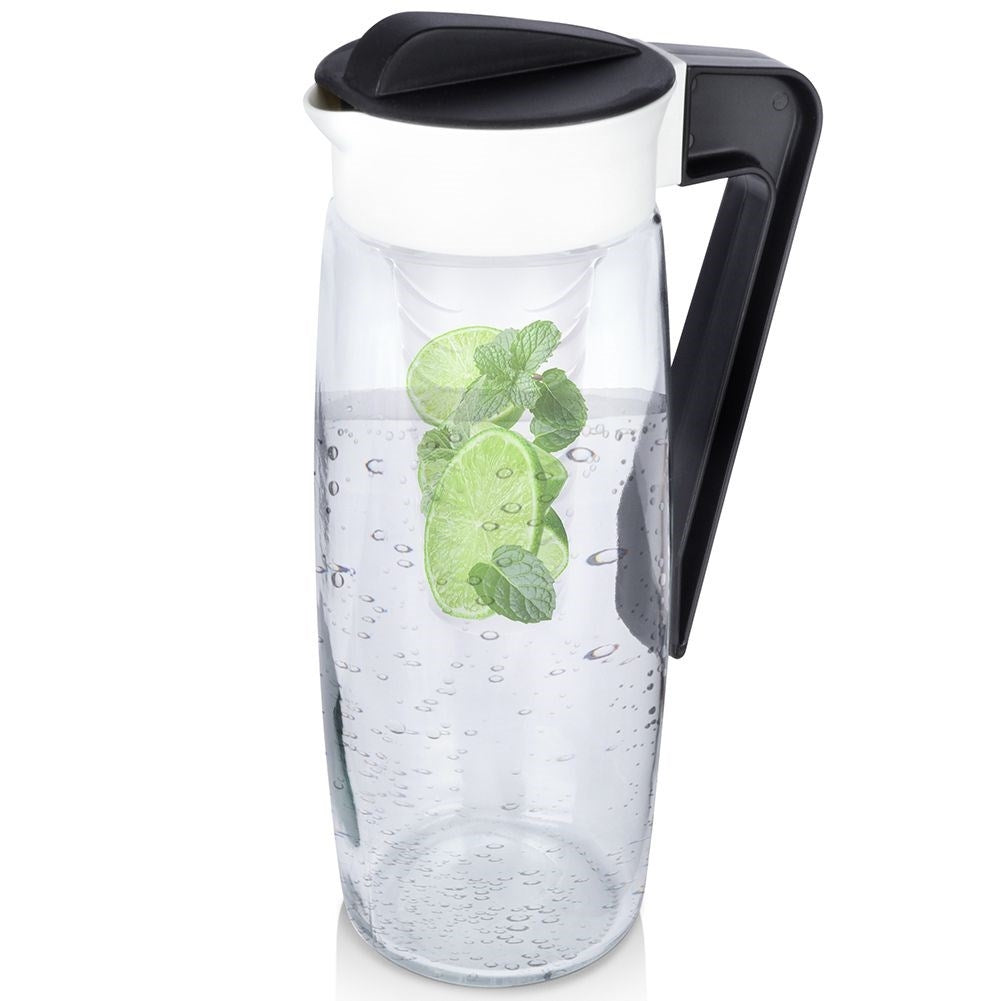Universal glass jug with lid and fruit insert for drinks