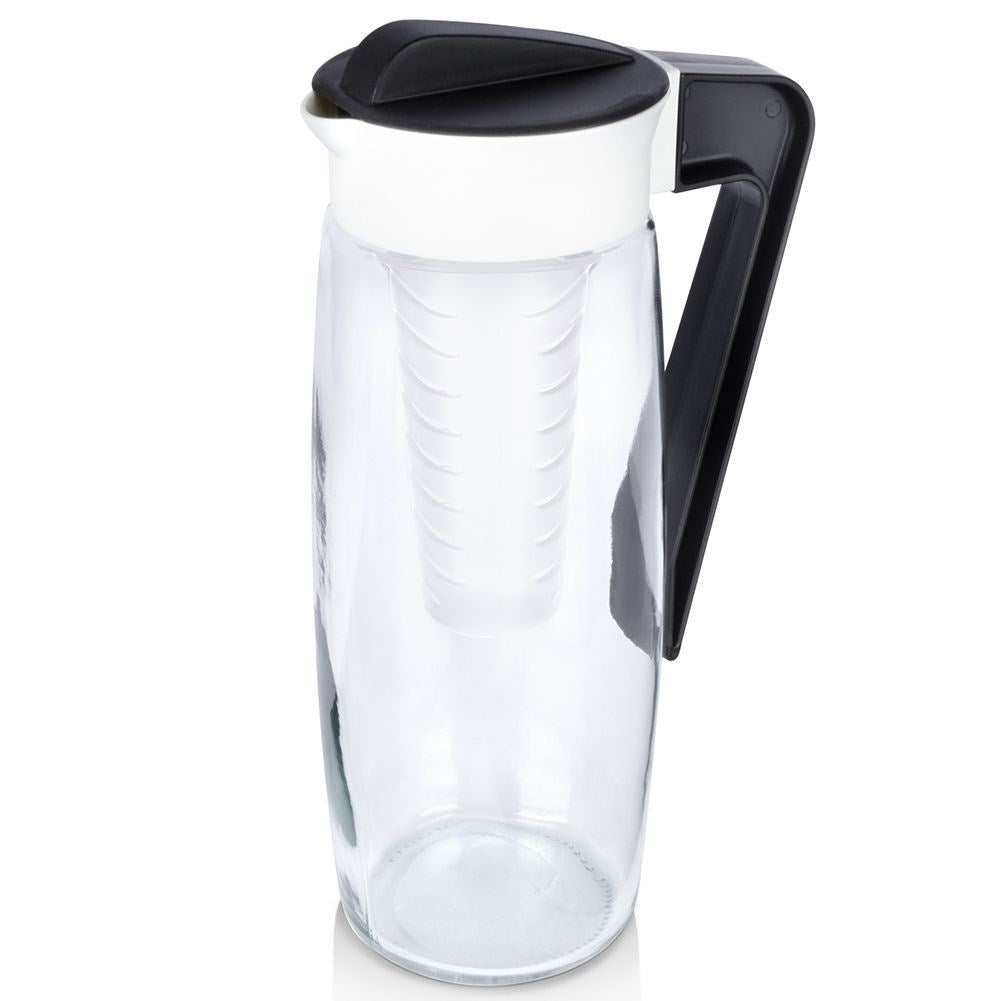 Universal glass jug with lid and fruit insert for drinks