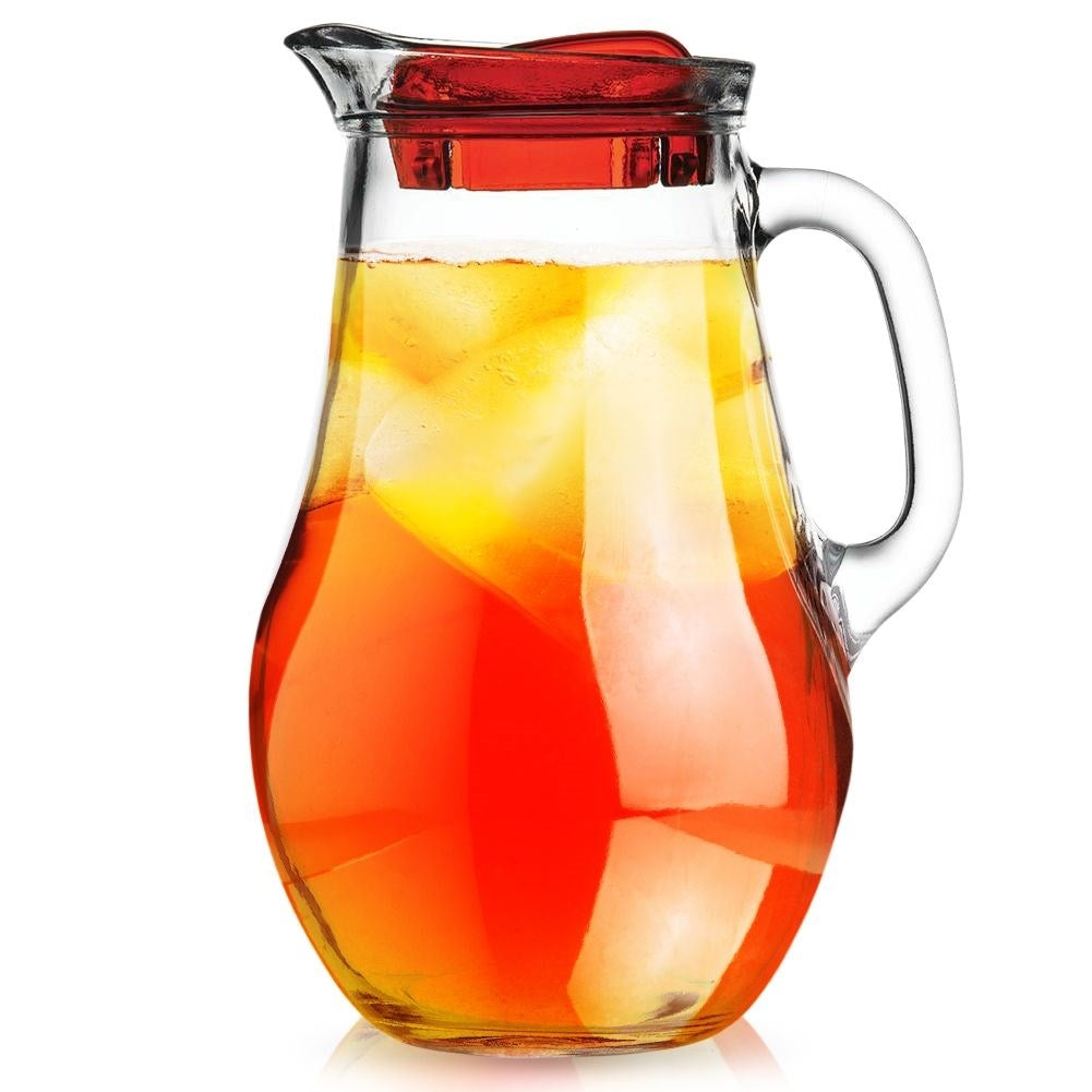 Universal glass jug with lid, spout and comfortable handle