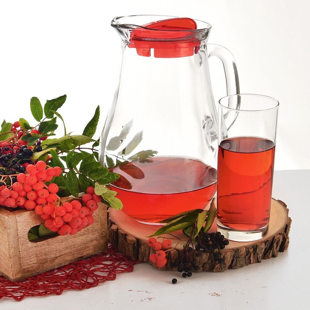 Universal glass jug with lid, spout and comfortable handle