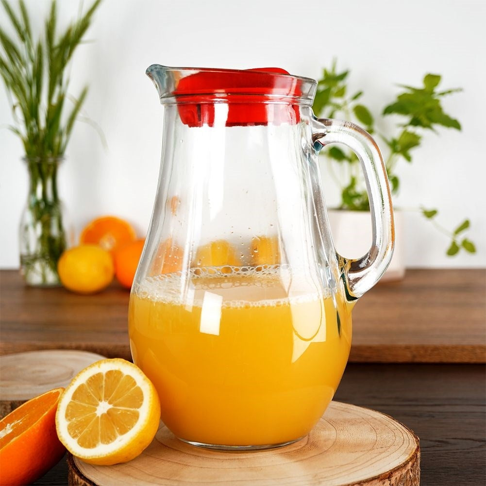 Universal glass jug with lid, spout and comfortable handle