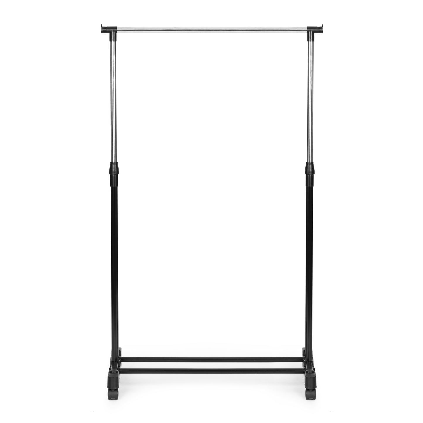 Universal, height-adjustable clothes hanger with wheels