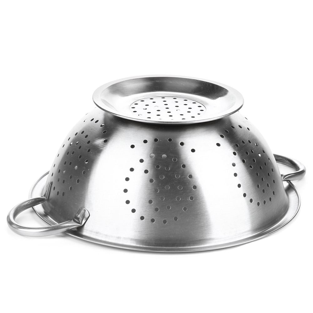 Universal kitchen strainer in bowl shape with two stainless steel handles