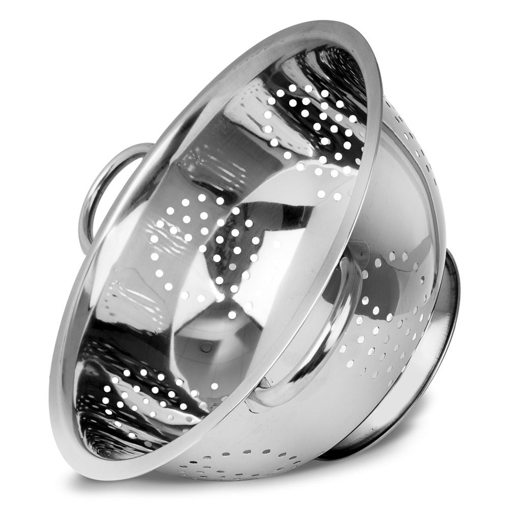 Universal kitchen strainer in bowl shape with two stainless steel handles