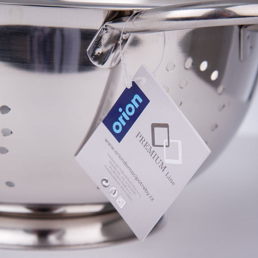 Universal kitchen strainer in bowl shape with two stainless steel handles