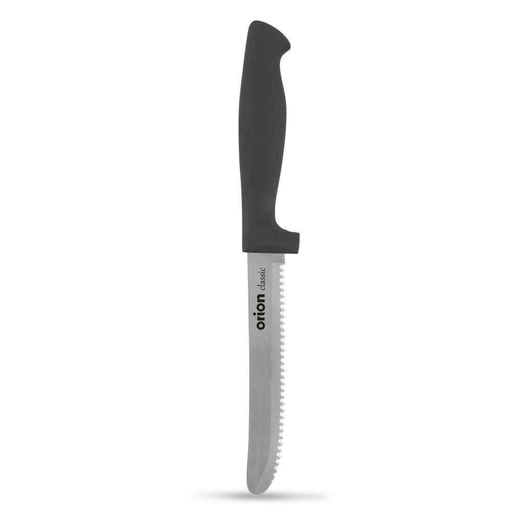 Universal knife 11 cm: Ergonomic handle, serrated blade