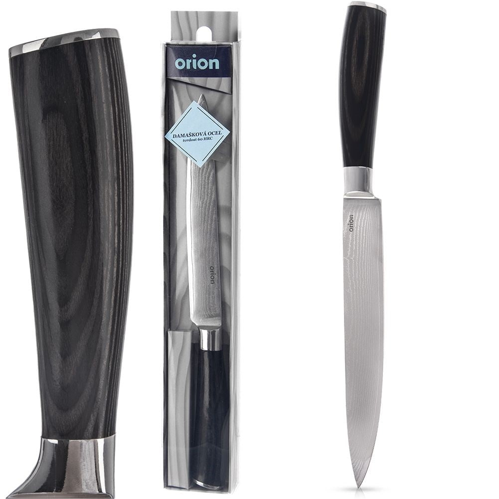 Universal knife 15.5 cm Damascus steel, pakka wood handle