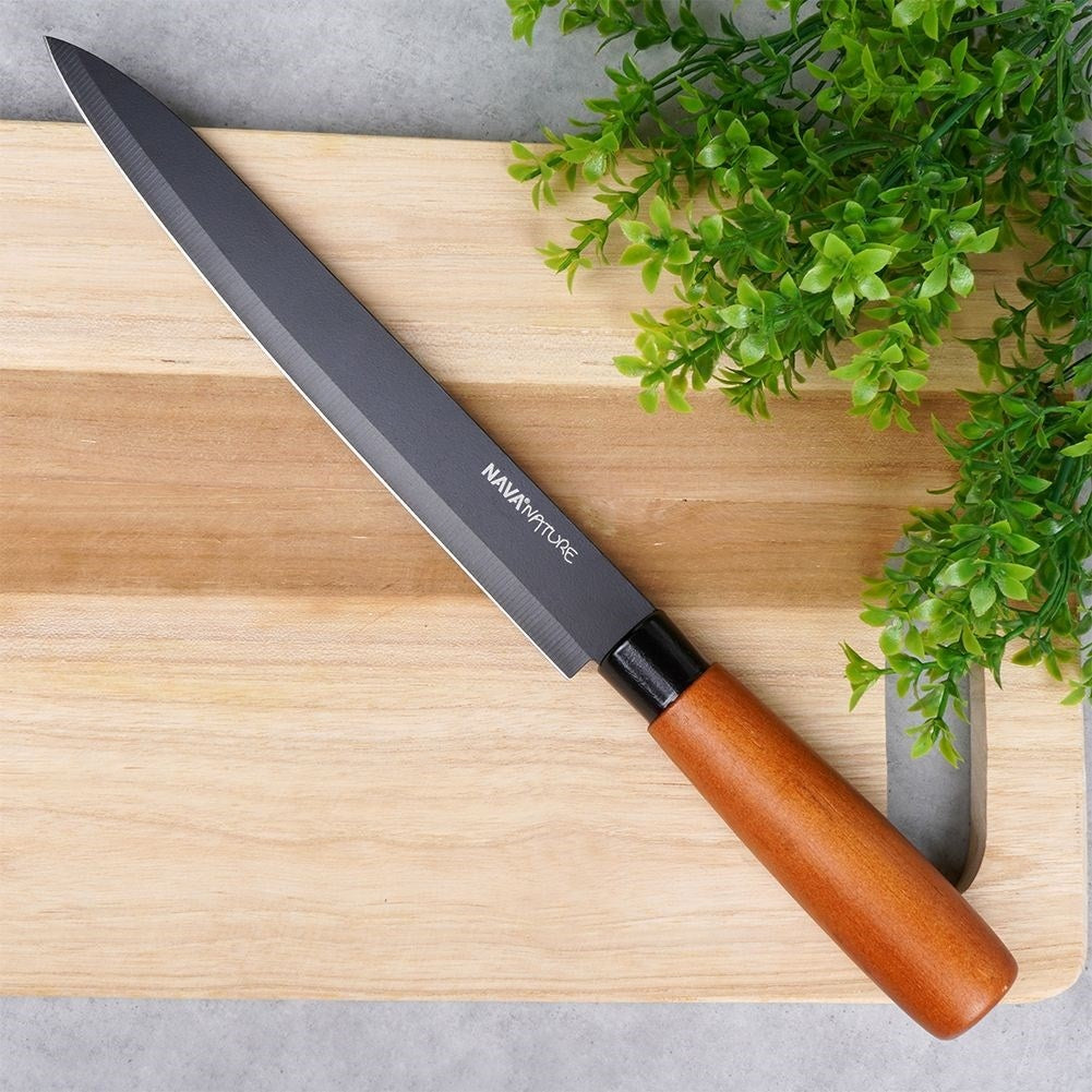 Universal knife 20.5 cm blade with ergonomic handle in black color