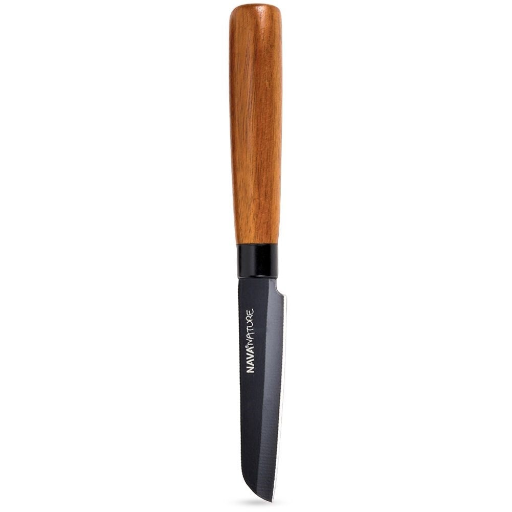 Universal knife 8.5 cm blade, ergonomic wooden handle, black