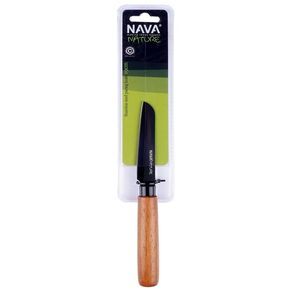 Universal knife 8.5 cm blade, ergonomic wooden handle, black
