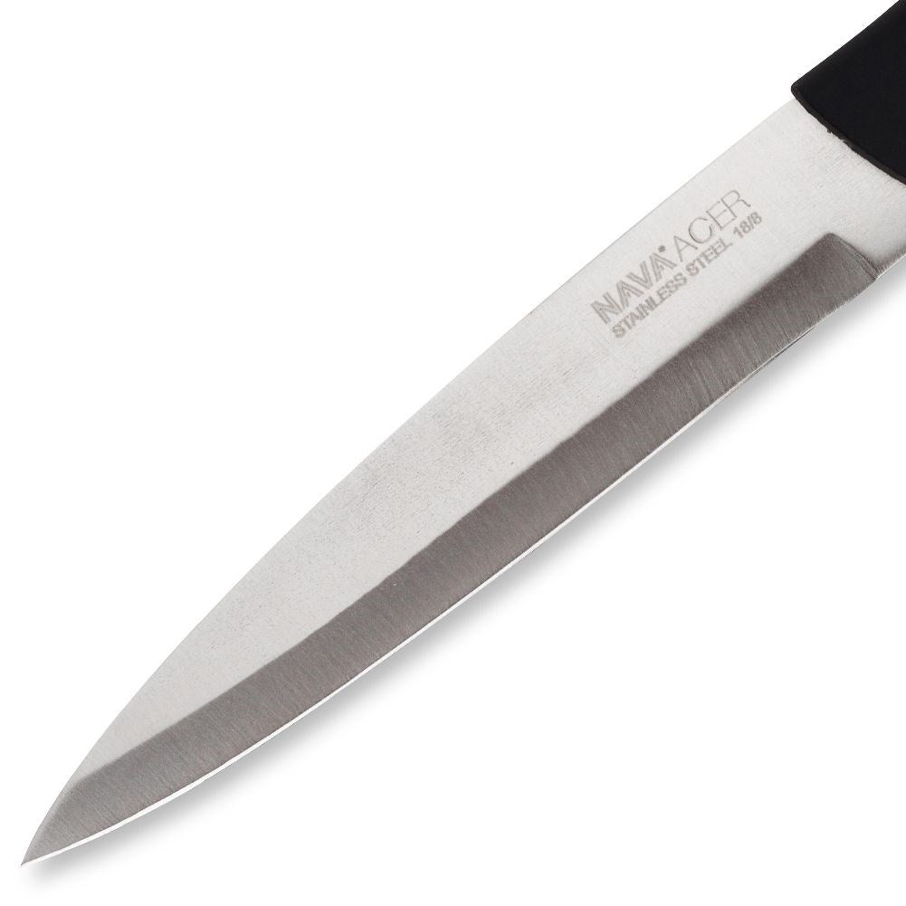 Universal knife in stainless steel with non-slip handle