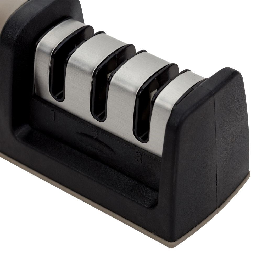 Universal knife sharpener with three steps for sharp knives