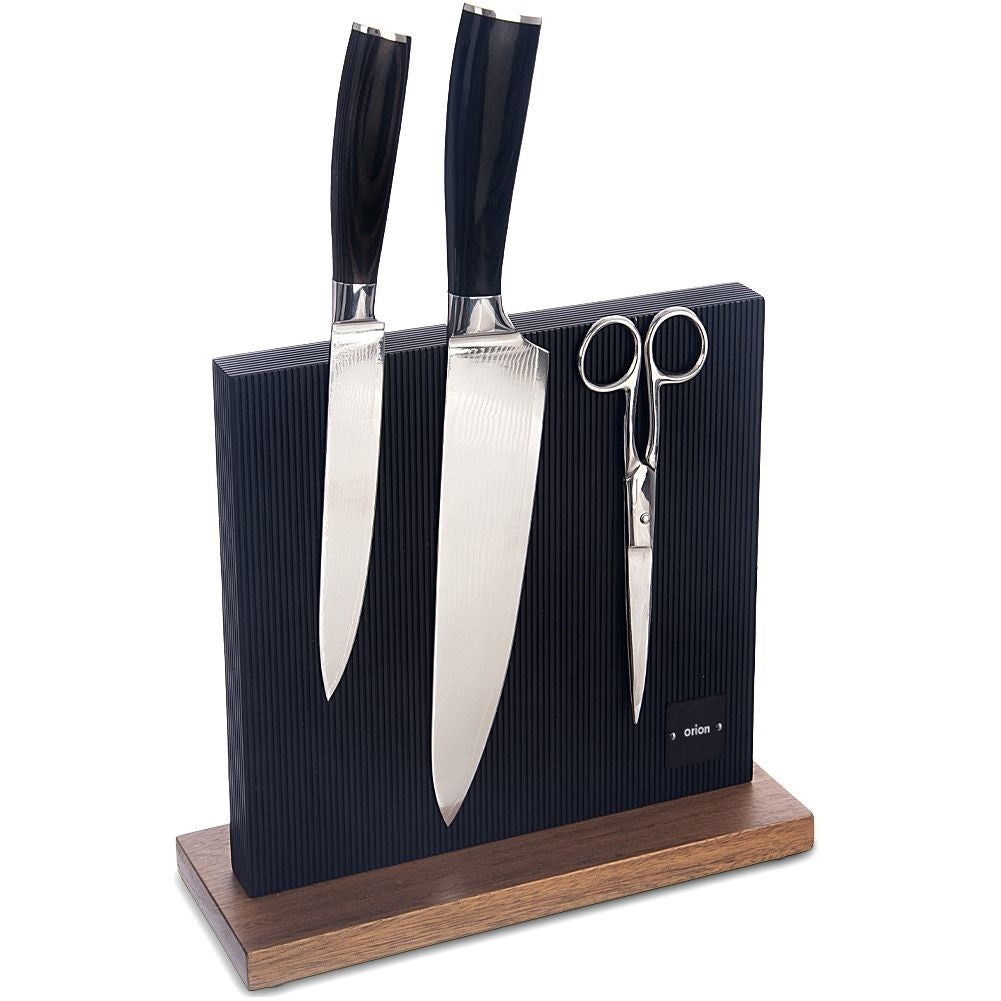 Universal magnetic knife holder in acacia wood for kitchen utensils