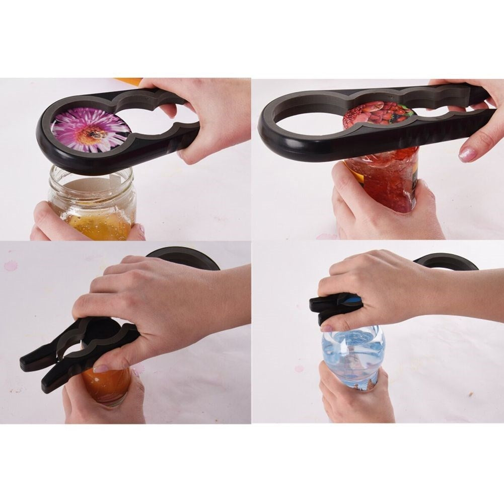 Universal opener for bottles and can lids in various sizes