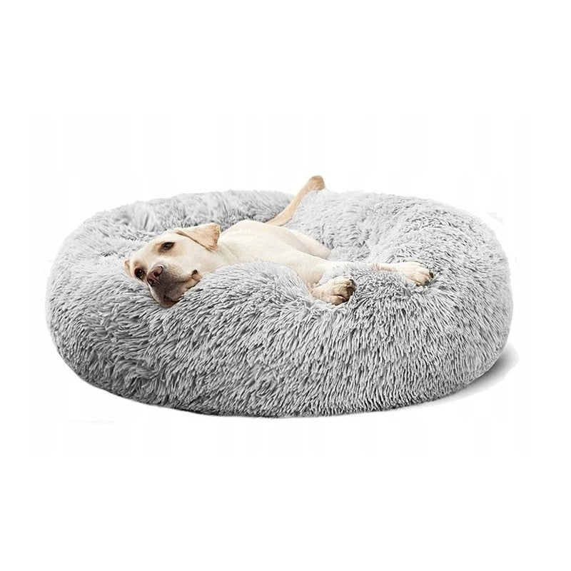 Universal plush bed for dogs and cats, 100 cm - light gray
