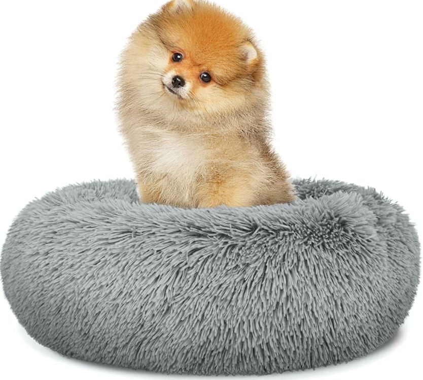 Universal plush bed for dogs and cats, 40 cm - light gray
