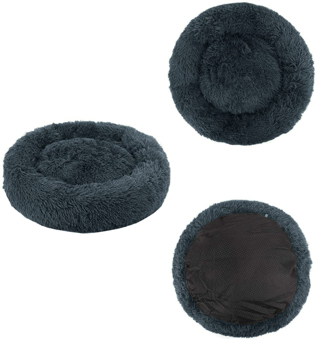 Universal plush bed for dogs and cats, 60 cm - dark gray