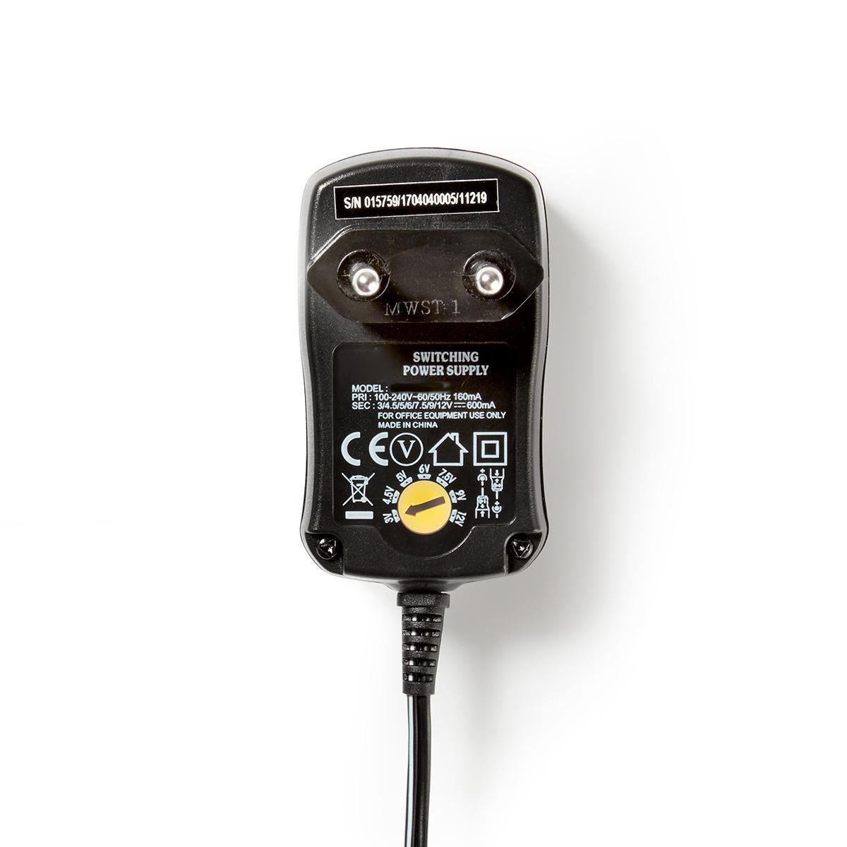 Universal power adapter | 7.2 W| 3 - 12 V DC | 1.80 m | 1.0 A A | 6 plug(s) | Black