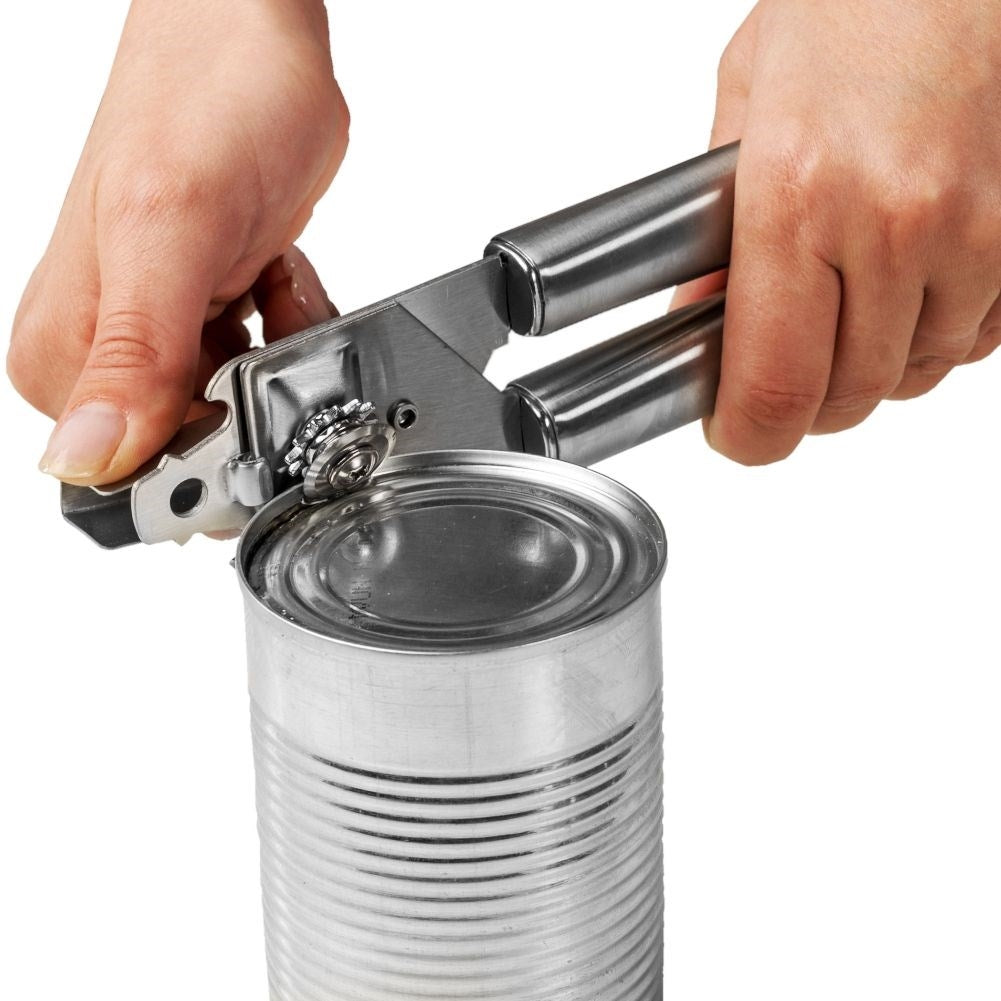 Universal stainless steel can opener for easy and safe opening