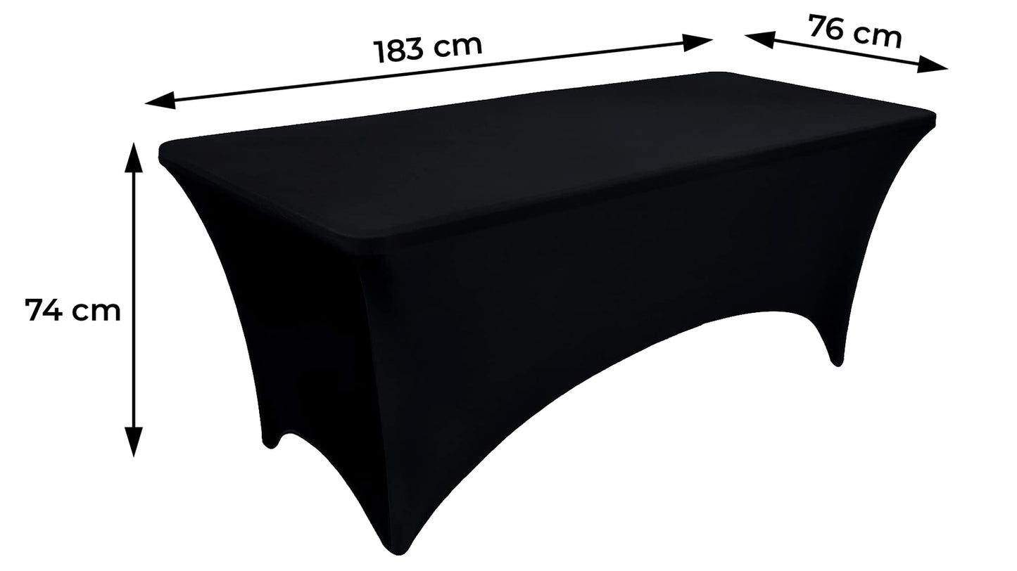 Universal tablecloth cover for catering table 180 cm 6FT black elastic