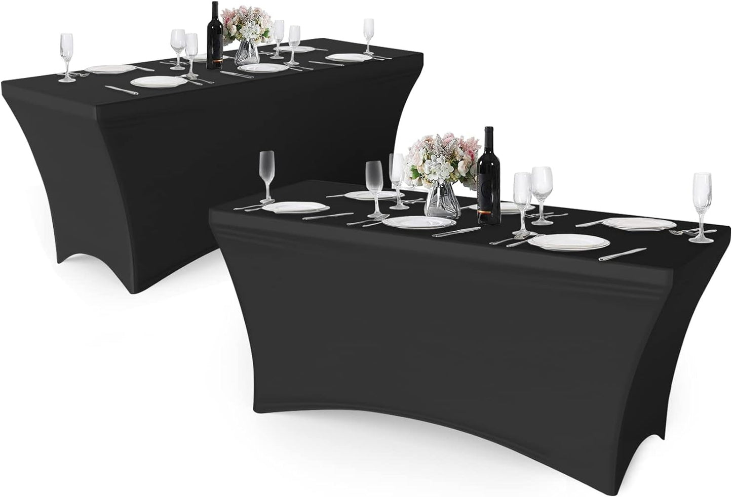 Universal tablecloth cover for catering table 180 cm 6FT black elastic