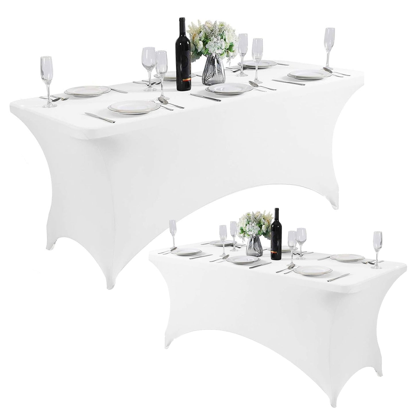 Universal tablecloth cover for catering table 180 cm 6FT white elastic