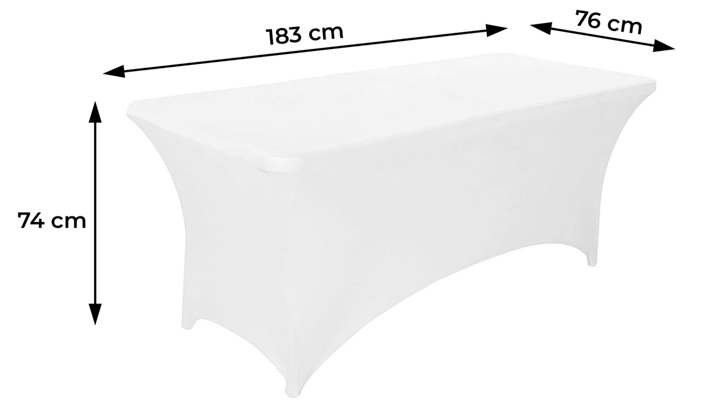 Universal tablecloth cover for catering table 180 cm 6FT white elastic