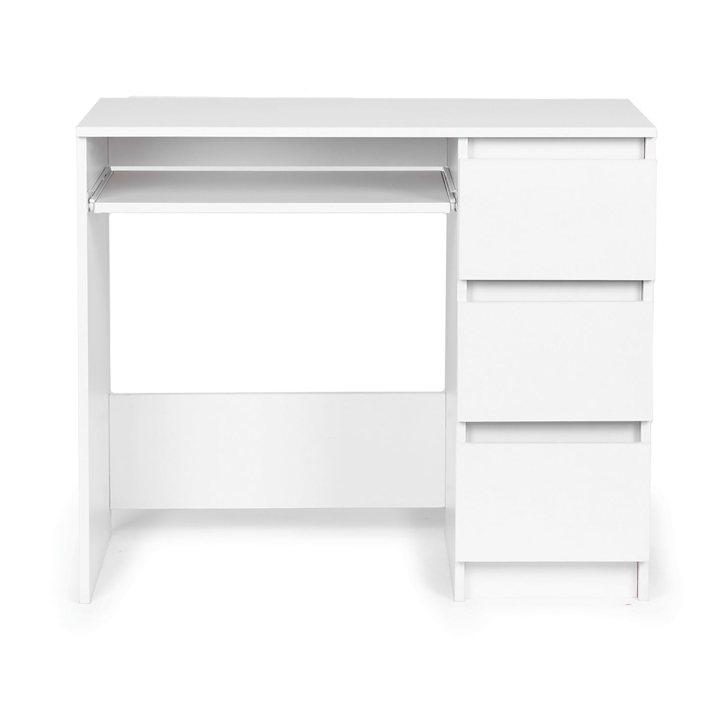 Universal white office computer desk with 3 drawers