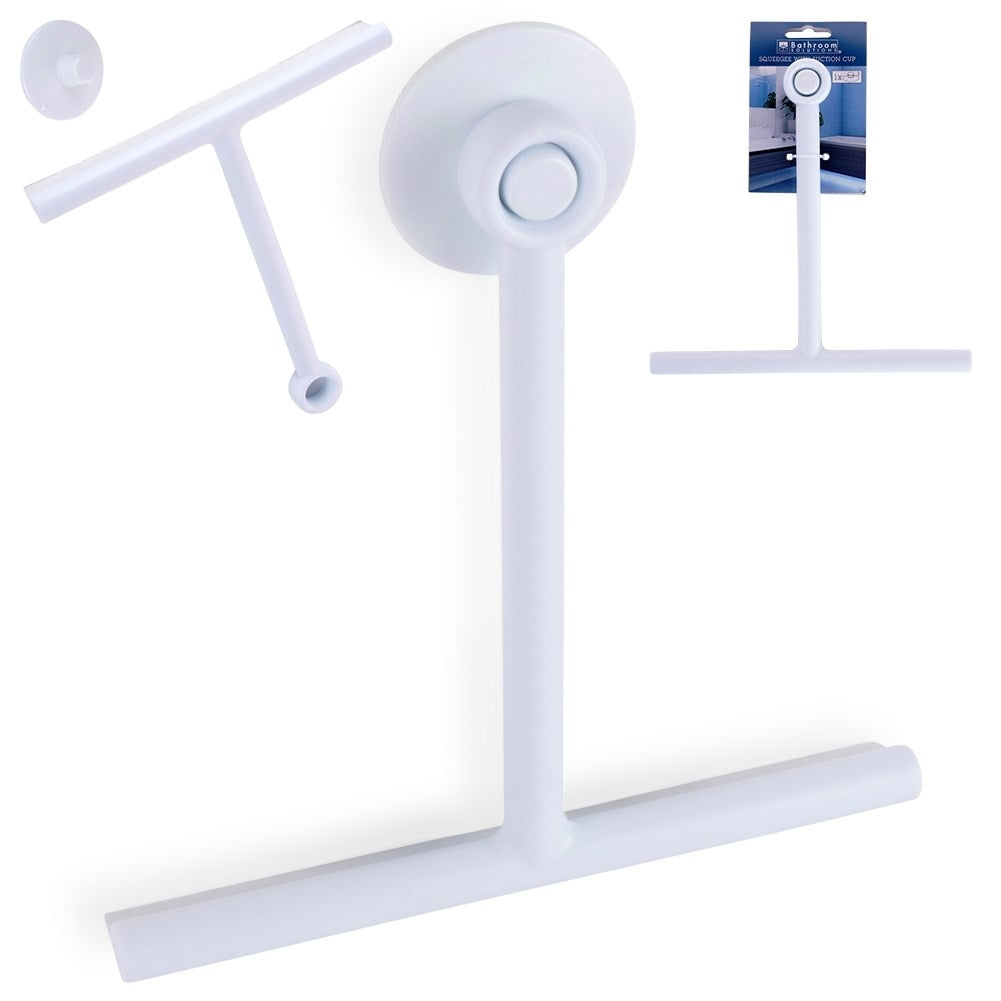 Universal white window scraper with suction cup for different surfaces