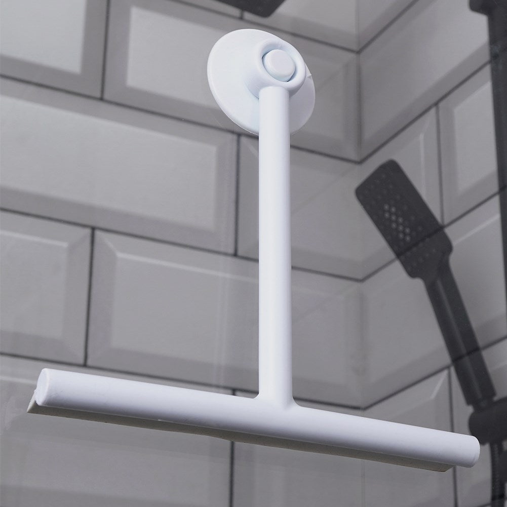 Universal white window scraper with suction cup for different surfaces