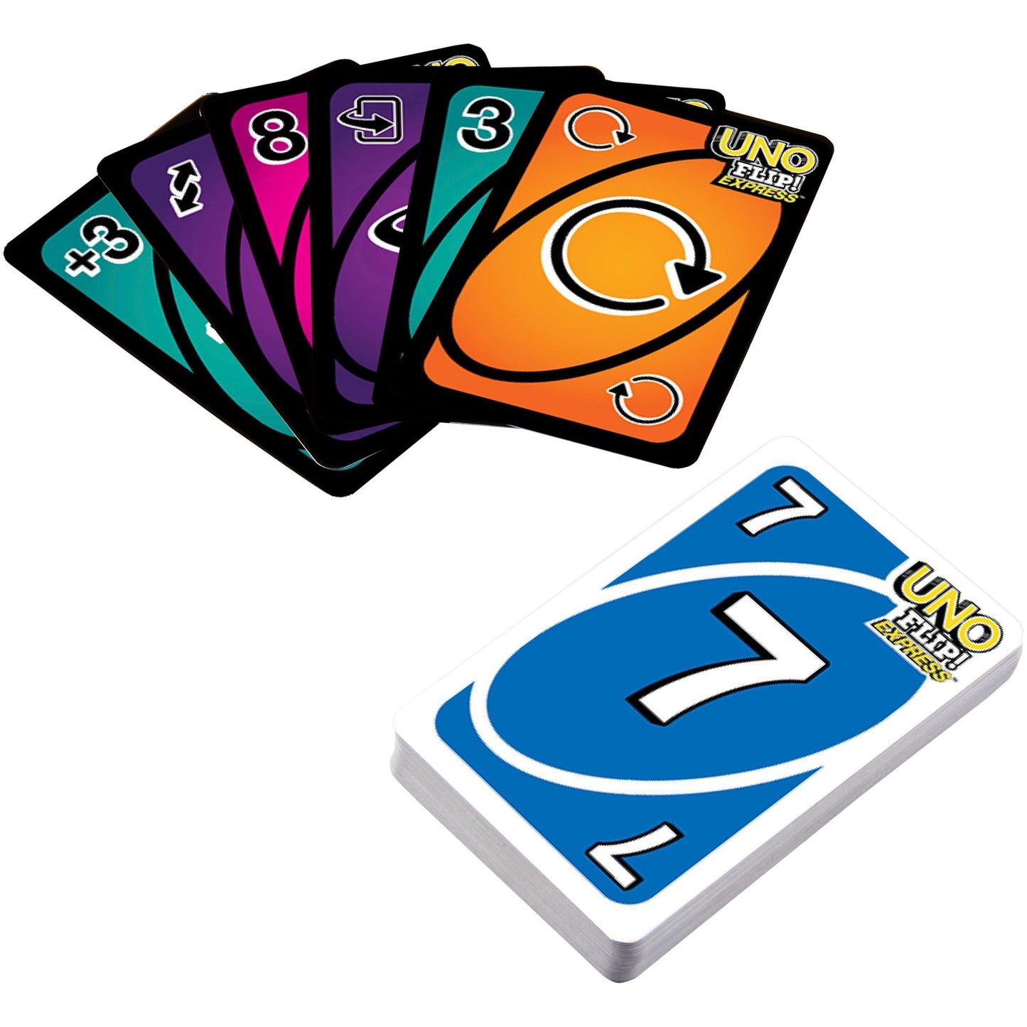 Uno Flip Express Card Game, Fast-Paced, 2-3 Players
