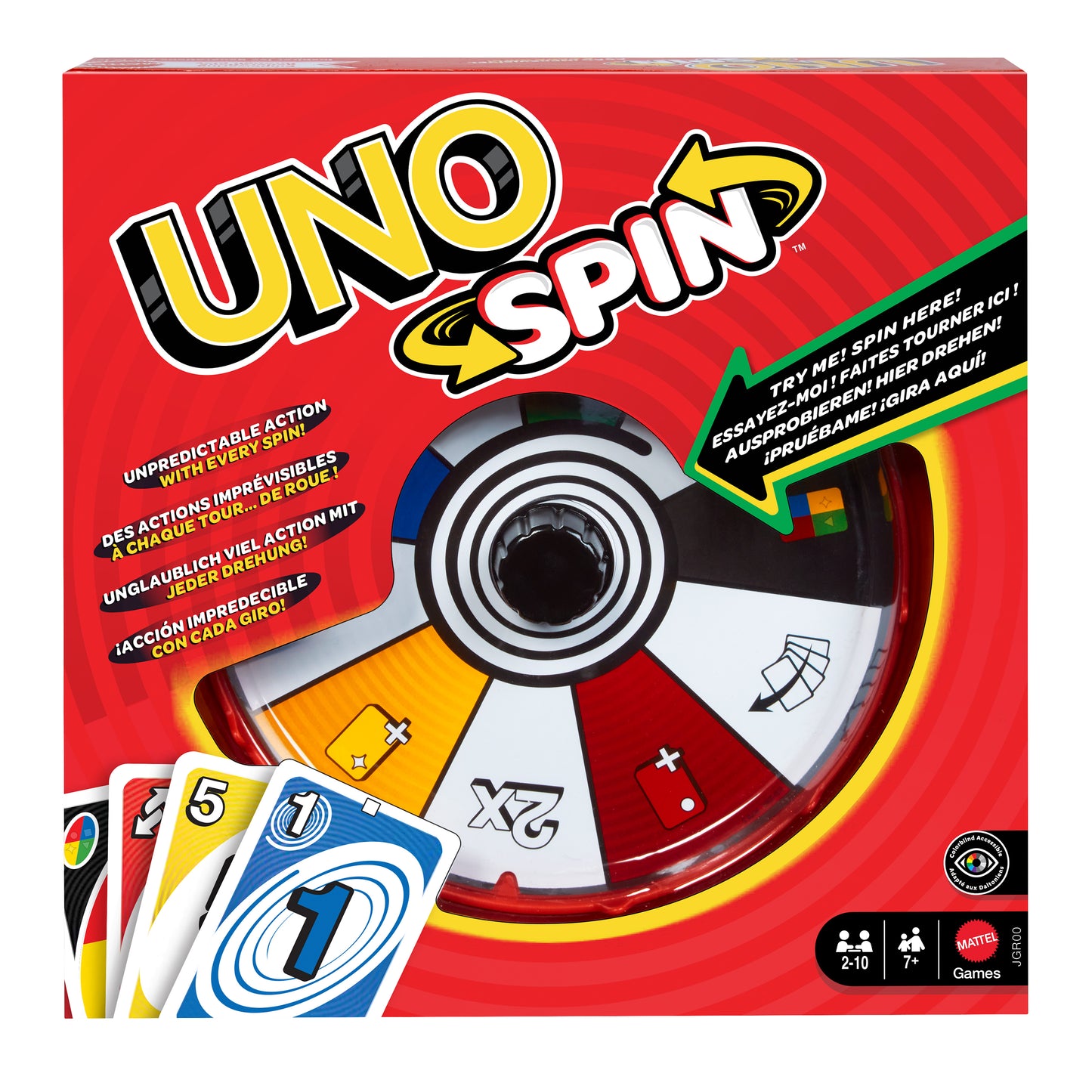 UNO Spin Card Game with Spinning Board, 2-10 Players