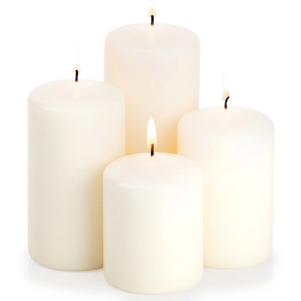 Unscented Paraffin Wax Candles, 4 Sizes, Long Burn Time