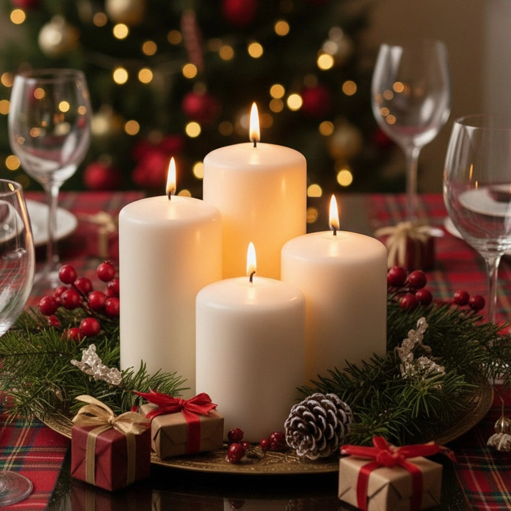 Unscented Paraffin Wax Candles, 4 Sizes, Long Burn Time