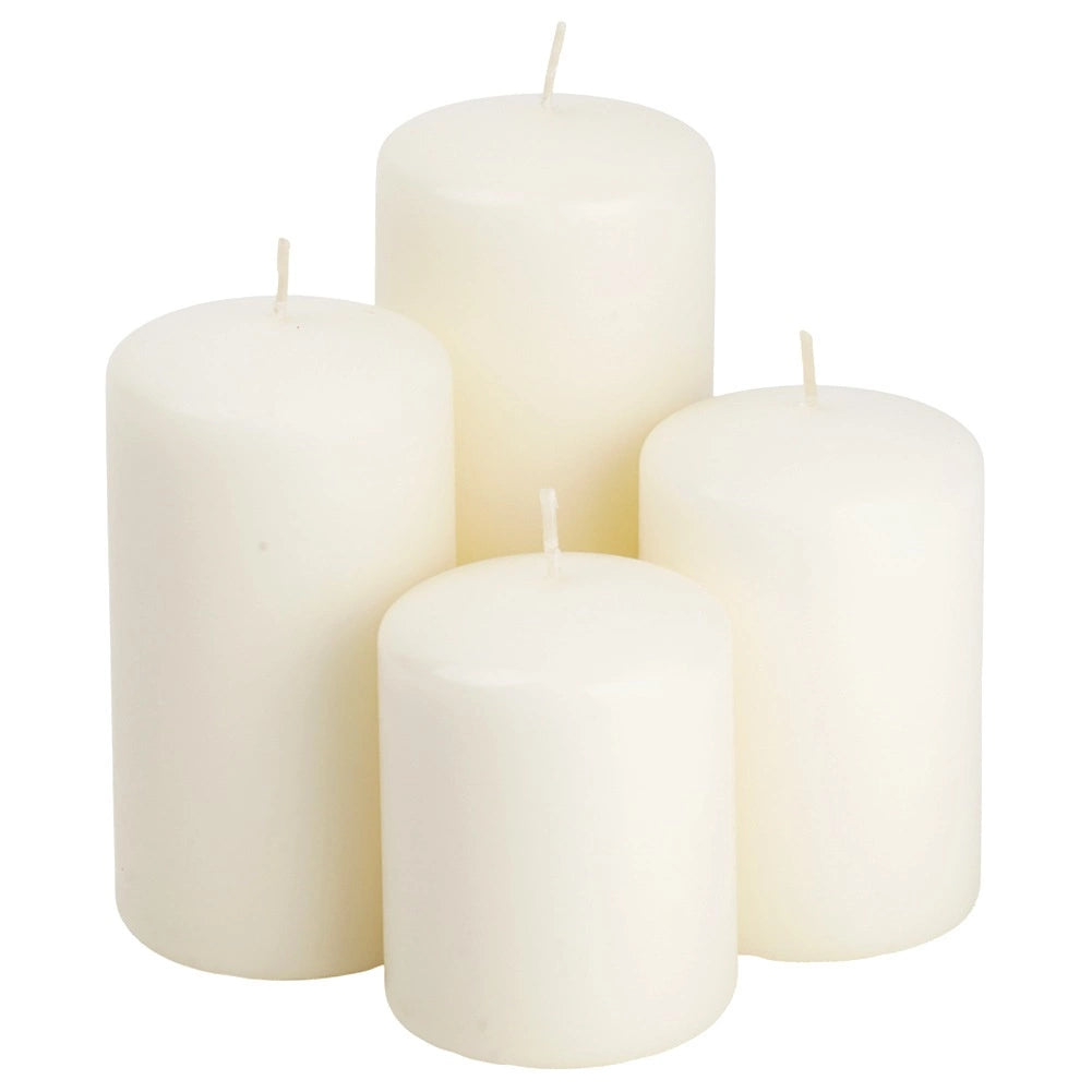 Unscented Paraffin Wax Candles, 4 Sizes, Long Burn Time
