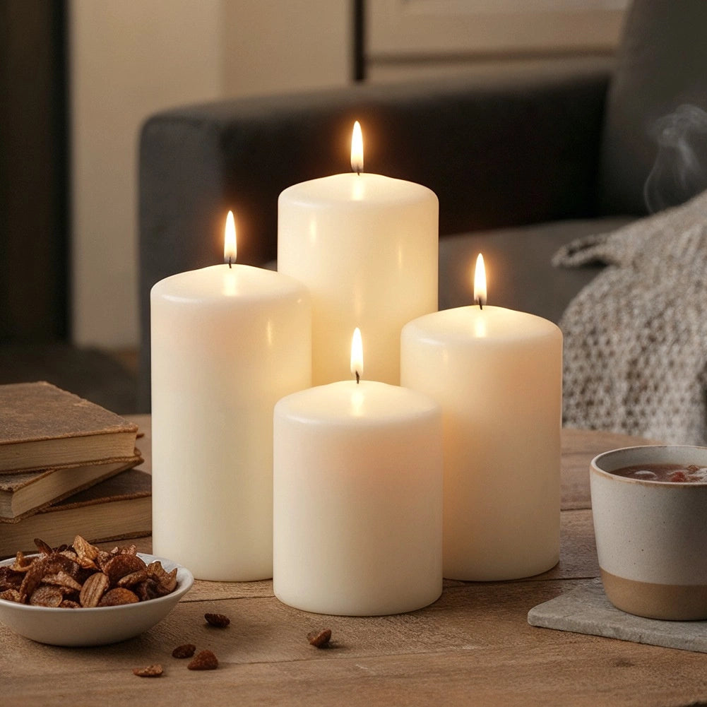 Unscented Paraffin Wax Candles, 4 Sizes, Long Burn Time