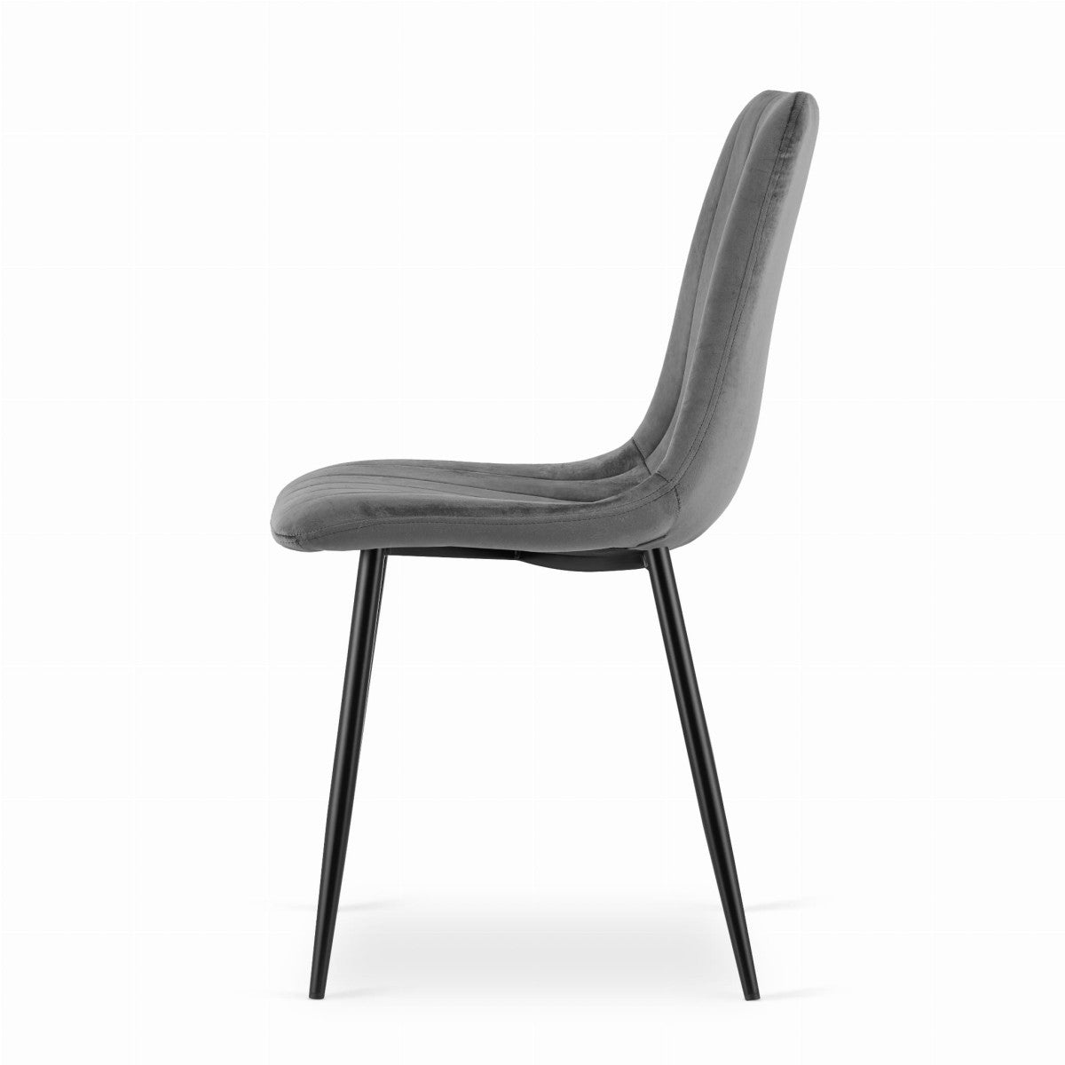 Upholstered chair, 4 pieces - dark gray velvet