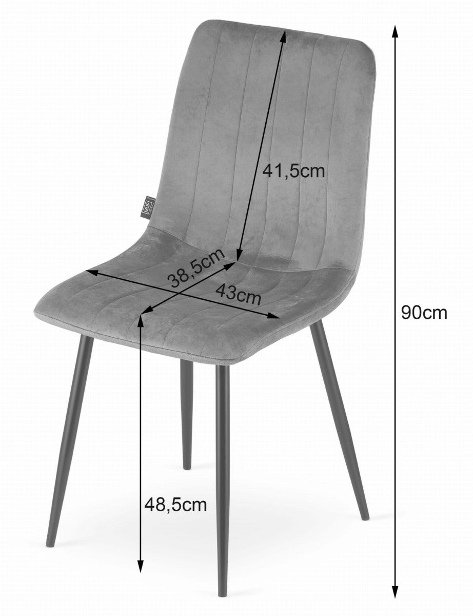 Upholstered chair, 4 pieces - dark gray velvet