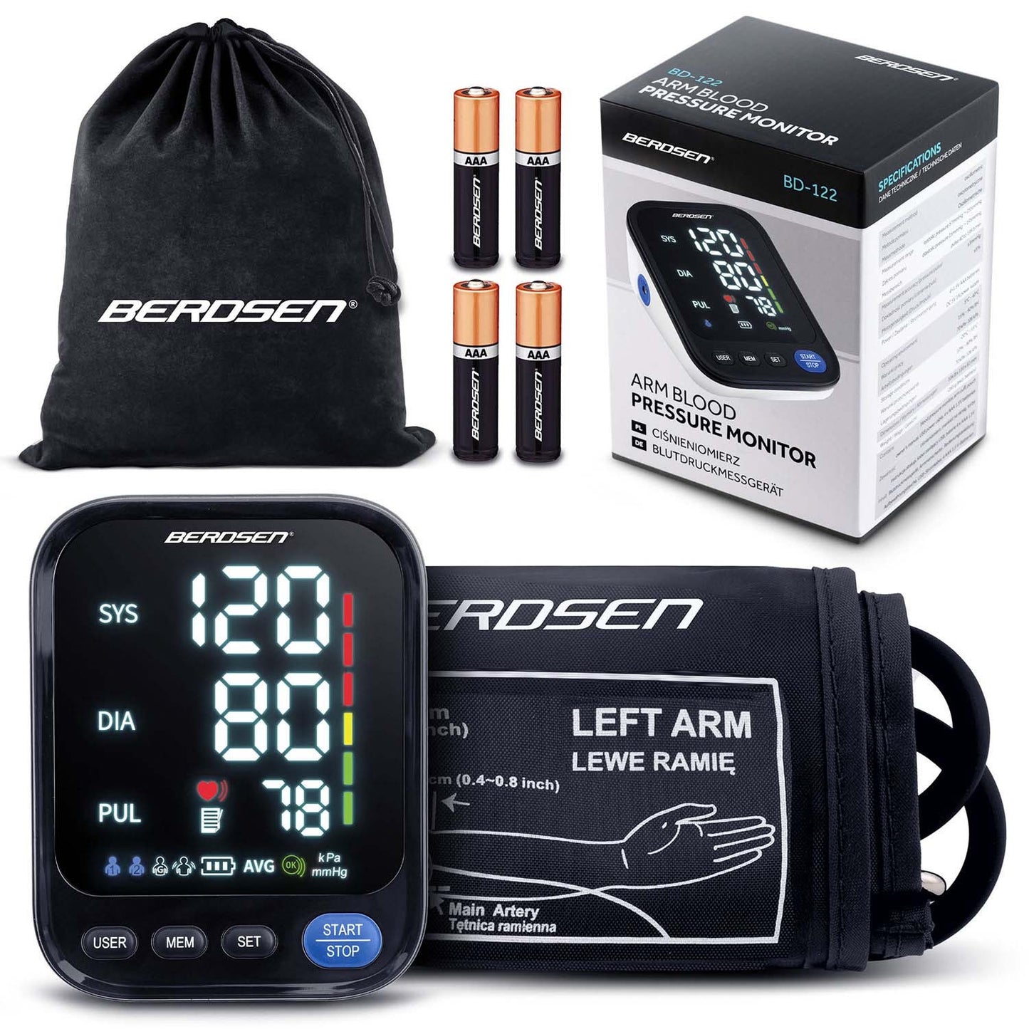 Upper arm blood pressure monitor with Polish messages BD-122 Berdsen