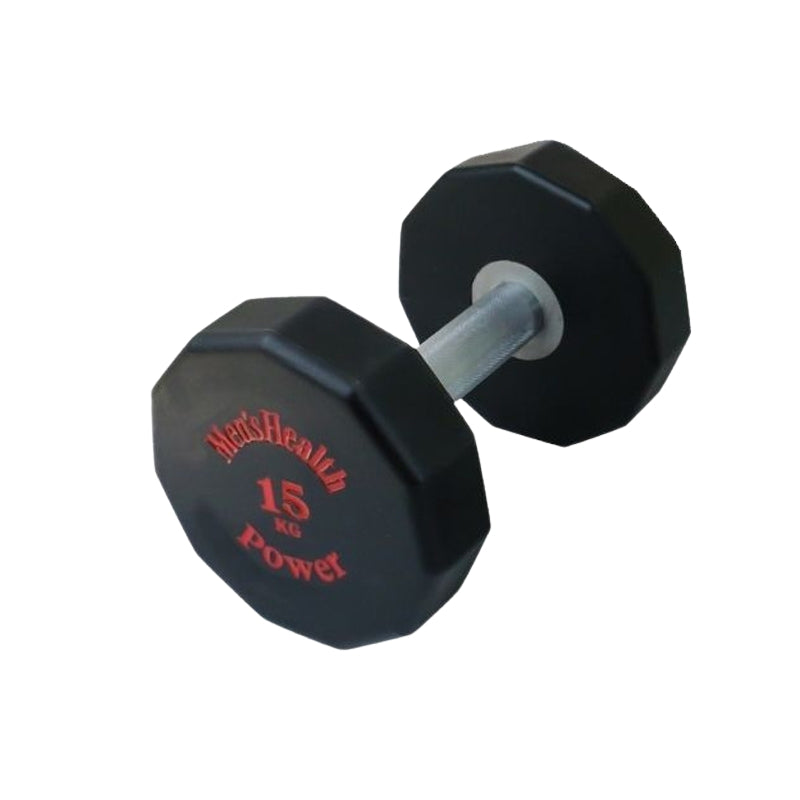 Urethane Dumbbell 15KG - Anti-Roll Design for Full-Body Workout
