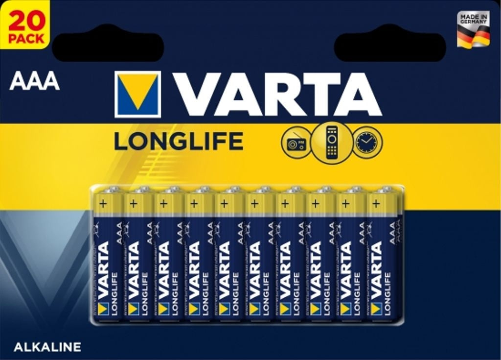 VARTA Longlife Alkaline AAA battery LR3, 20-pack