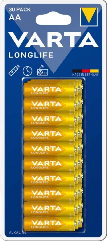 VARTA Longlife Alkaline AA battery LR06, 30-pack