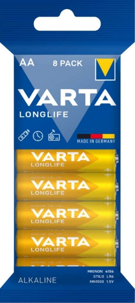 VARTA Longlife Alkaline AA battery LR06, 8-pack