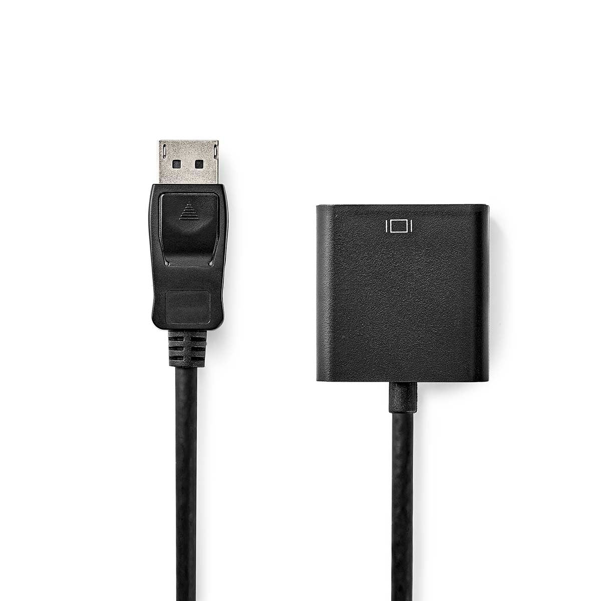 VGA cable | DisplayPort Male | VGA female 15p | Nickel Plated | Maximum resolution: 1080p | 0.20 m | Round | PVC | Black | Plastic bag