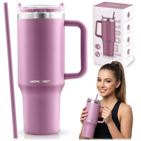 Vacuum Insulated Stainless Steel Tumbler with Straw, 1180 ml