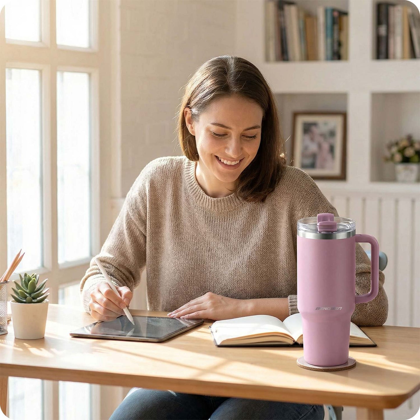 Vacuum Insulated Stainless Steel Tumbler with Straw, 1180 ml