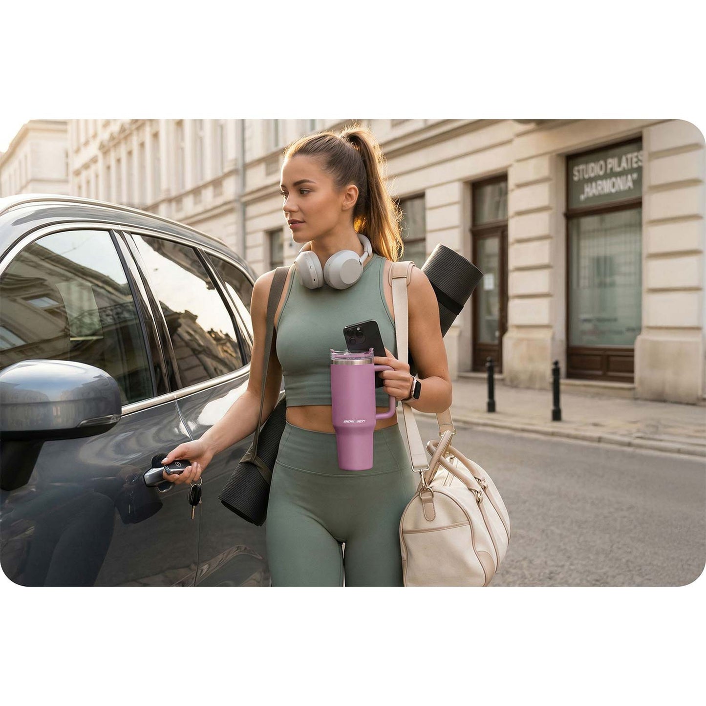 Vacuum Insulated Stainless Steel Tumbler with Straw, 1180 ml